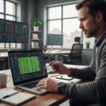 Bettor profesional menganalisis pertandingan sepak bola di laptop dengan grafik statistik lengkap dan odds real-time